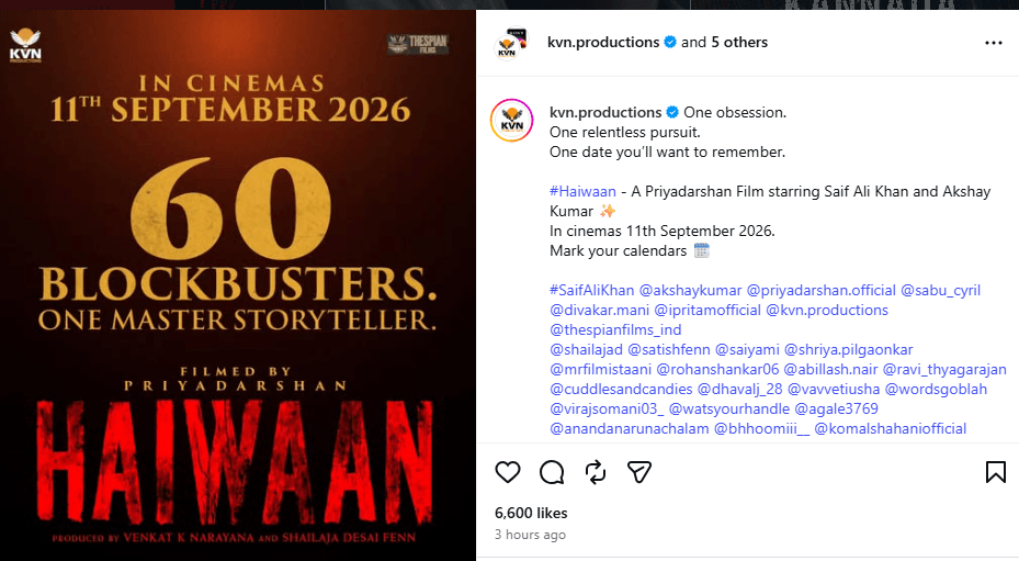Haiwaan Release Date